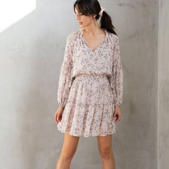 NWT LOVESTITCH Chiffon Peasant Cottagecore Mini Dress - Picture 13 of 13